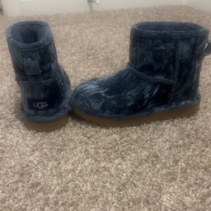 UGG Navy Velvet Ankle Boots